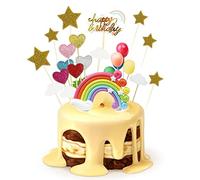 24Pcs Cake Topper Kit fai da te Cake Topper Baby Showr Forniture per feste di compleanno includono arcobaleno nuvola cuore stella forma pallone