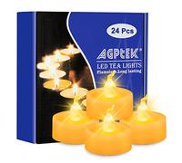 24pcs Candele a LED, AGPtek Sacco giallo ambrato LED batteria Light Candle con Timer (Yellow Flickering with Timer)