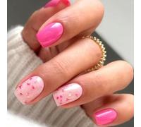 24pcs Chiodi Corti Press Ons Forma Quadrata Unghie Artificiali Acrilico Falso Con Motivo Fiore Per Le Signore Vacanza