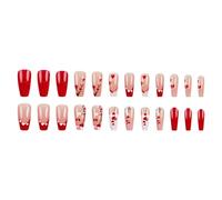 24pcs Cofanetto Su Unghie San Valentino Unghie Finte Suggerimenti Francesi Incollare Su Unghie Per Le Donne Manicure Unghie Arte False Unghie