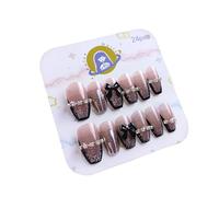 24pcs Coffin Press Su Unghie Archi Francesi Falso Acrilico Falso Incollaggio Artificiale Per Le Donne Ragazze Chiodo Bara Mandorla Chiodo Francese