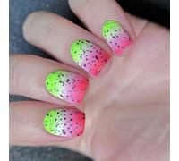 24pcs Contrasto Colore Press On Nails Breve Piazza Unghie Finte Coperture Piene Stick On Unghie Acrilico Opaco