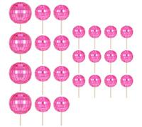 24pcs Discos Ball Cake Inserti Cupcake Topper Ornamento Per Feste a Tema Elegante Celebrazione Accessori Torta Decorazioni Del Partito