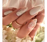 24PCS Elegante Glitter Mandorla Press On Nails Full Covers Falso Acrilico Stick On Manicure Accessori Party Ready Nail
