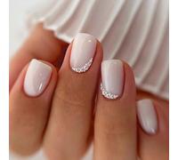 24pcs Elegante Premere Su Unghie Acrilico Artificiale Finitura Lucida Confortevole Falso Manicure Accessori Breve Quadrato Acrilico Nail Art
