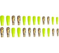 24Pcs Extra Long Leopard Pattern Unghie finte per le donne Consigli leggeri di arte del chiodo per le feste di nozze Festival con il disegno portatile, non lascerà alcun segno sull'unghia, adatto per