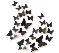 24Pcs Farfalla Specchio Fai da Te, Adesivi Murali Rimovibili Farfalla 3D Adesivi Murali, Decorazione Murale Decalcomania per Camera dei Bambini, Camera da Letto, Soggiorno - Nero