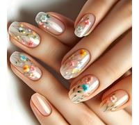 24pcs Fiore Decorato Elegante Disegni Artificiali Pieno Coperture Stick On Per Le Donne Alla Moda Delle