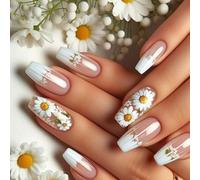 24pcs Fiore Premere Su Unghie Coperture Piene Unghie Artificiali Floreale Falso Manicure Acrilico Stick On Per Le Donne
