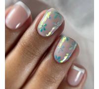 24PCS Fioriere Francesi Nails Square Short Press Su Copertine Complete Elegante Falso Per Feste E Date Unghie Donna Alla Moda