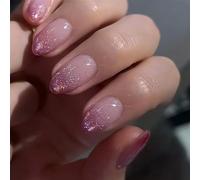 24Pcs Gradienti Viola Colore Della Carne Forma di Mandorla Premere Su Unghie Brillanti Scintillanti Breve Faux Unghie Per Amante Della Moda Nail Art