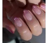 24Pcs Gradienti Viola Colore Della Carne Forma di Mandorla Premere Su Unghie Brillanti Scintillanti Breve Faux Unghie Per Amante Della Moda Nail Art