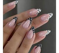 24Pcs Halloween Press On Nails Pois Design Party Unghie finte Facile da applicare Materiali ABS Costruzione Falso Nail Set