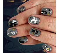 24pcs Halloween Press On Unghie Ragnatela Modelli Con Inquietanti Pipistrello Ombre Tema Scuro Unghie Accessori di Arte Casa Nail Designs
