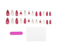 24pcs Halloween Press Su Unghie Mandorla Mandorla False Nails Con Disegni Francesi A Righe Copertura Completa Manicure Applicazione Rapida Nail Art