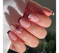 24pcs Holiday Glitters Press On Nails Red French Tip Artificiali Unghie Brillano Superfici Perfetto per lo scambio Natale Francese Glitter Press On Nail