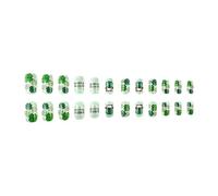 24Pcs Irlandese Acrilico Unghie Finte Corte Bara Stili Premere Su Unghie Con Verde Trifoglio Arte Per La Decorazione Del Giorno di San