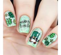 24Pcs Irlandese Acrilico Unghie Finte Corte Bara Stili Premere Su Unghie Con Verde Trifoglio Arte Per La Decorazione Del Giorno di San