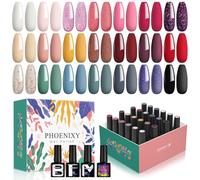 24Pcs Kit Semipermanente Unghie, Phoenixy 8ml 21Colores Smalto Semipermanente Unghie con Capa Base Capa Superior y Mate, Set Semipermanente Unghie para Uñas con Rojo, Negro, Morado, Azul