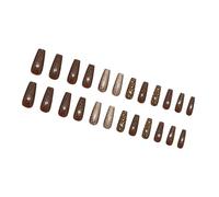 24pcs Leopards Designs Press On Nails Autunno Inverno Falso Stick On Per Le Donne Moderne ed Alla Moda Facile Indossare Nail Set