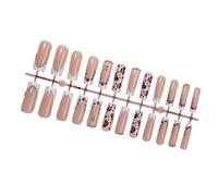 24Pcs Lucido Stick On Unghie Con Punta Francese Lungo Quadrato Leopardi Unghie Finte Copre Piene Unghie Arte Delle