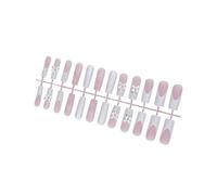 24pcs Lungo Quadrato Natale Acrilico Premere Unghie Con Punta Francese E Fiocchi Bianchi Disegni Unghie Decorazione Per Le Donne Manicure Elegante