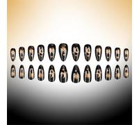 24Pcs Mandorla Premere Su Unghie Star Disegni Francesi Unghie Finte Acriliche Unghie Artificiali Colle Su Unghie