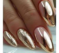 24Pcs Mandorla Premere Su Unghie Strass Francese Falso Acrilico Falso Colle Artificiali Su Per Le Donne Design Unghie