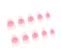 24Pcs Mandorla Press On Nails Cuore Disegni Francesi Unghie Finte Acriliche Unghie Artificiali Colle Su Unghie