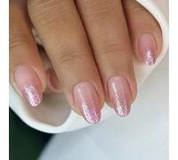 24Pcs Mandorla Press On Nails Design Lucido Francese Falso Acrilico Falso Colle Artificiali Delle Donne Del Chiodo Bara Mandorla French