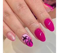 24Pcs Mandorla Press On Nails Design Lucido Francese Falso Acrilico Falso Colle Artificiali Sulle Donne Su Unghie Bara Mandorla Francese Tip On Nail