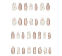 24Pcs Mandorla Press On Nails Design Lucido Unghie Finte Francesi Acrilico Falso Colle Artificiali Sulle Donne Fench Tip Fench