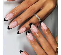 24pcs Mandorla Press On Nails French Tip Unghie Artificiali Unghie Alla Moda Disegni Unghie Decorazione Unghie