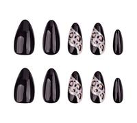 24Pcs Mandorla Press On Nails Leopards French Fake Nails Acrilico Unghie Finte Unghie Artificiali Colle Su Unghie Per Le