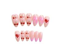 24Pcs Mandorla Press On Nails San Valentino Unghie Finte Francesi Acrilico Unghie Finte Unghie Artificiali Colle Su