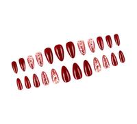 24Pcs Mandorla Press On Nails San Valentino Unghie Finte Francesi Acrilico Unghie Finte Unghie Artificiali Colle Su