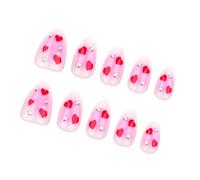 24Pcs Mandorla Press On Nails San Valentino Unghie Finte Francesi Acrilico Unghie Finte Unghie Artificiali Colle Su