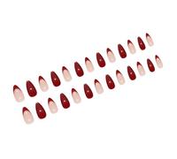 24Pcs Mandorla Press On Nails Vino Rossore Unghie Finte Francesi Unghie Finte Acriliche Unghie Artificiali Colle