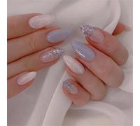 24pcs Mandorla Press On Unghie Acriliche Lucide Unghie Finte Con Brillante Finitura Artificiale Per Ragazze E Donne Elegante Nail Art Per