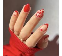 24Pcs Mandorla Unghie Finte Press On Unghie Artificiali Unghie Finte Colle Su Unghie Disegni di San Valentino