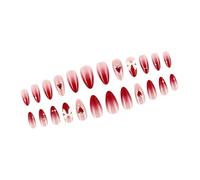 24Pcs Mandorla Unghie Finte Press On Unghie Artificiali Unghie Finte Colle Su Unghie Disegni di San Valentino
