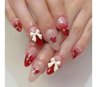 24Pcs Mandorla Unghie Finte Press On Unghie Artificiali Unghie Finte Colle Su Unghie Disegni di San Valentino