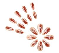 24pcs Natale Acrilico Unghie Almond Glitters Disegni Full Covers Unghie Finte Unghie Lucide Stick On