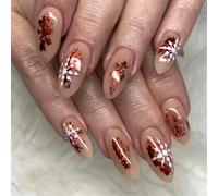 24pcs Natale Acrilico Unghie Almond Glitters Disegni Full Covers Unghie Finte Unghie Lucide Stick On