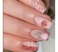 24Pcs Natale Press On Nails Con Fiocchi di Neve Unghie Finte Stick On Unghie Vacanza Inverno Unghie