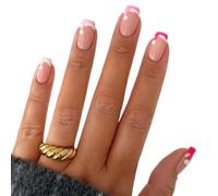 24Pcs Natale Press On Nails Francese Tip Hat Disegni Unghie Finte Coperture Piene Lucido Stick sulle Unghie Per Le Donne