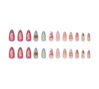 24Pcs Natale Press On Nails Full Covers Acrilico Con Sea Shell Pattern Stick On Per Donne E Ragazze French Nail