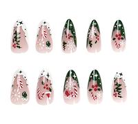 24Pcs Natale Press On Nails Mandorla Unghie Finte Premere Su Artificiale Tip Forniture Pieno False Tips