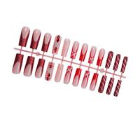 24pcs Natale Press On Nails Piazza Falso Lungo Acrilico Francese Tip Inverno Artificiale Per Hliday Party Party Ready Nail