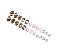 24Pcs NoGlue Unghie Finte Francesi Leopardi Stampa Geometrica Stella Modelli Caffè Colore ABS Materiali Istanti Unghie Arte Animale Stampa Stampa Su Un